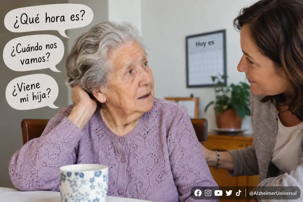 Repetición de preguntas en Alzheimer entre una persona mayor y su cuidadora