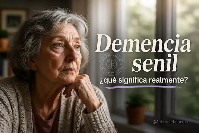 Mujer mayor pensativa junto a una ventana representando la demencia senil y el deterioro cognitivo