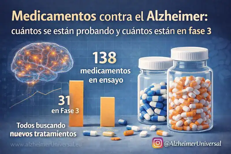 Medicamentos contra el Alzheimer en ensayos clínicos con tratamientos en fase 3