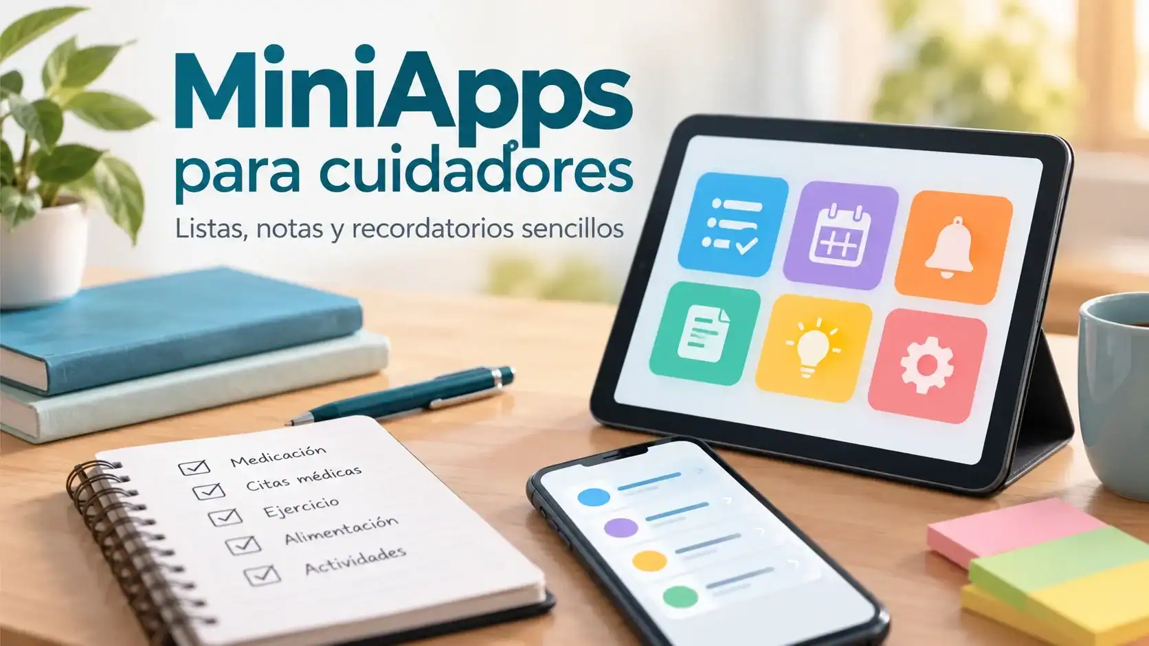 MiniApps para cuidadores con listas, notas y recordatorios sencillos